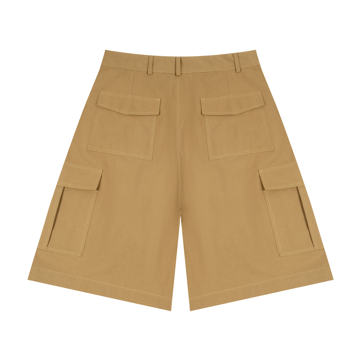 MIROLYUB Outpost woven cargo shorts in Brown, back view.