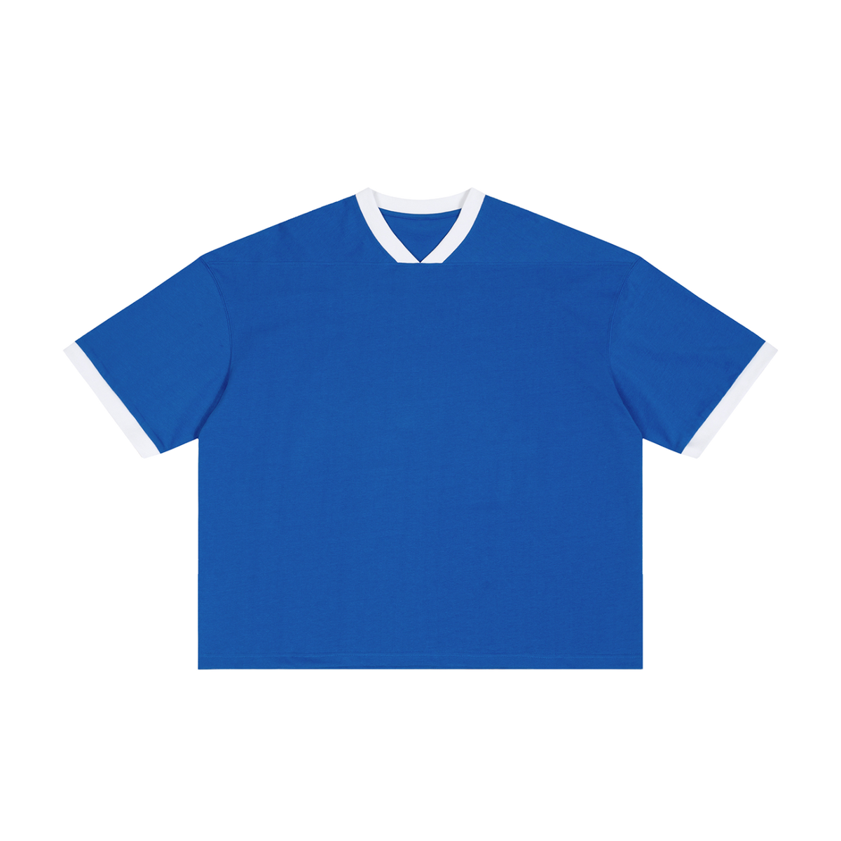 MIROLYUB Unisex Color Block Boxy T-Shirt — Blue — front view