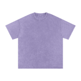 MIROLYUB Afterglow Snow-Wash Oversized Tee in Light Purple, front view.
