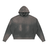 MIROLYUB Unisex Sunfade Distressed Boxy Hoodie — Dark Gray, front view