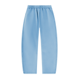 MIROLYUB arc vintage-wash barrel fleece pants in Light Blue, back view