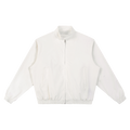 MIROLYUB Transit stand-collar bomber in Beige, front view.