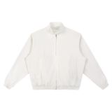 MIROLYUB Transit stand-collar bomber in Beige, front view.