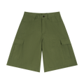 MIROLYUB Outpost woven cargo shorts in Army Green, front view.