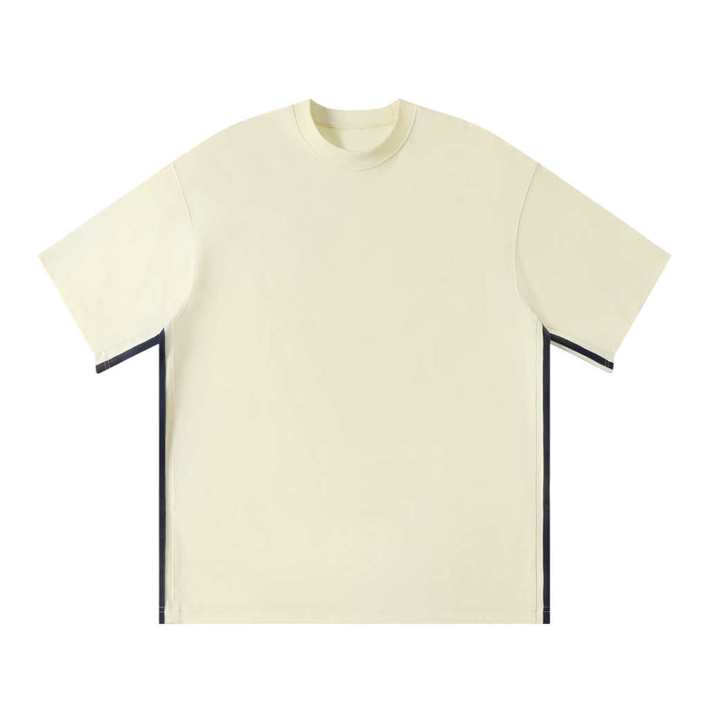 MIROLYUB Unisex Colorblock Crewneck T-Shirt — Apricot, front view