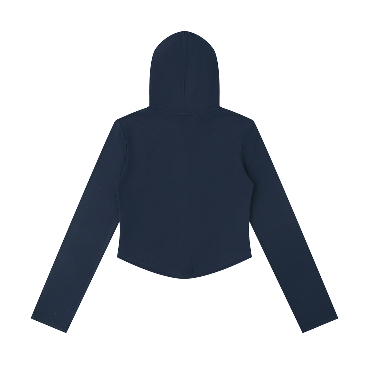 MIROLYUB Inflexion cropped full-zip hoodie in Navy Blue, back view