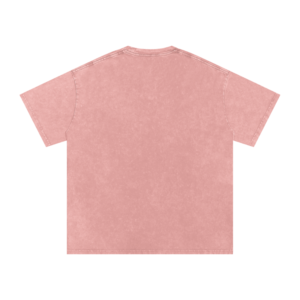 MIROLYUB Afterglow Snow-Wash Oversized Tee in Light Pink, back view.