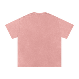 MIROLYUB Afterglow Snow-Wash Oversized Tee in Light Pink, back view.