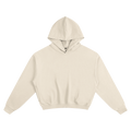 MIROLYUB Verge heavy cotton cropped hoodie in Apricot, front view.