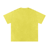 MIROLYUB Afterglow Snow-Wash Oversized Tee in Olive Yellow, back view.