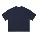 MIROLYUB Unisex Heavyweight Boxy T-Shirt — Navy Blue — back view
