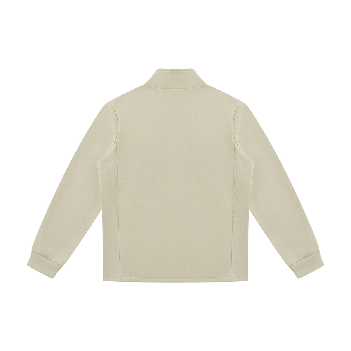 MIROLYUB Tangent stand-collar track jacket in Beige Camel, back view.
