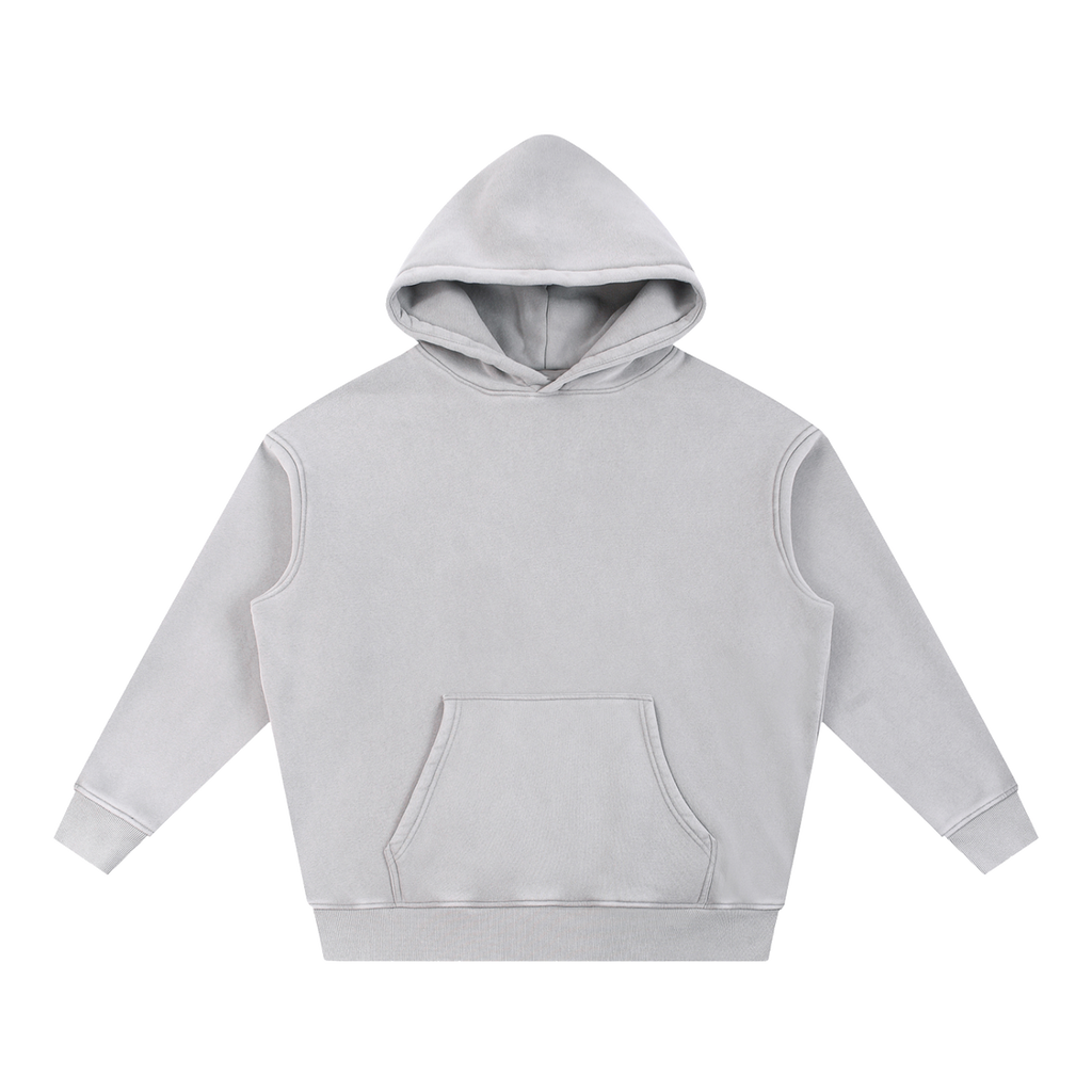 MIROLYUB Frostline Snow-Wash Oversized Hoodie in Light Gray, front view