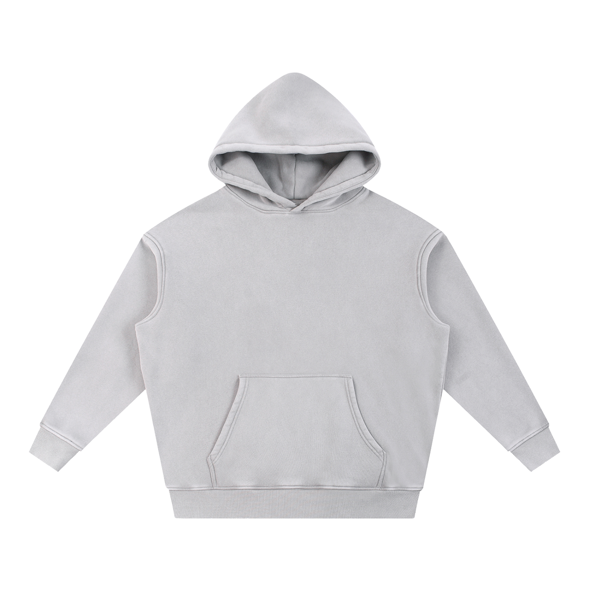 MIROLYUB Frostline Snow-Wash Oversized Hoodie in Light Gray, front view