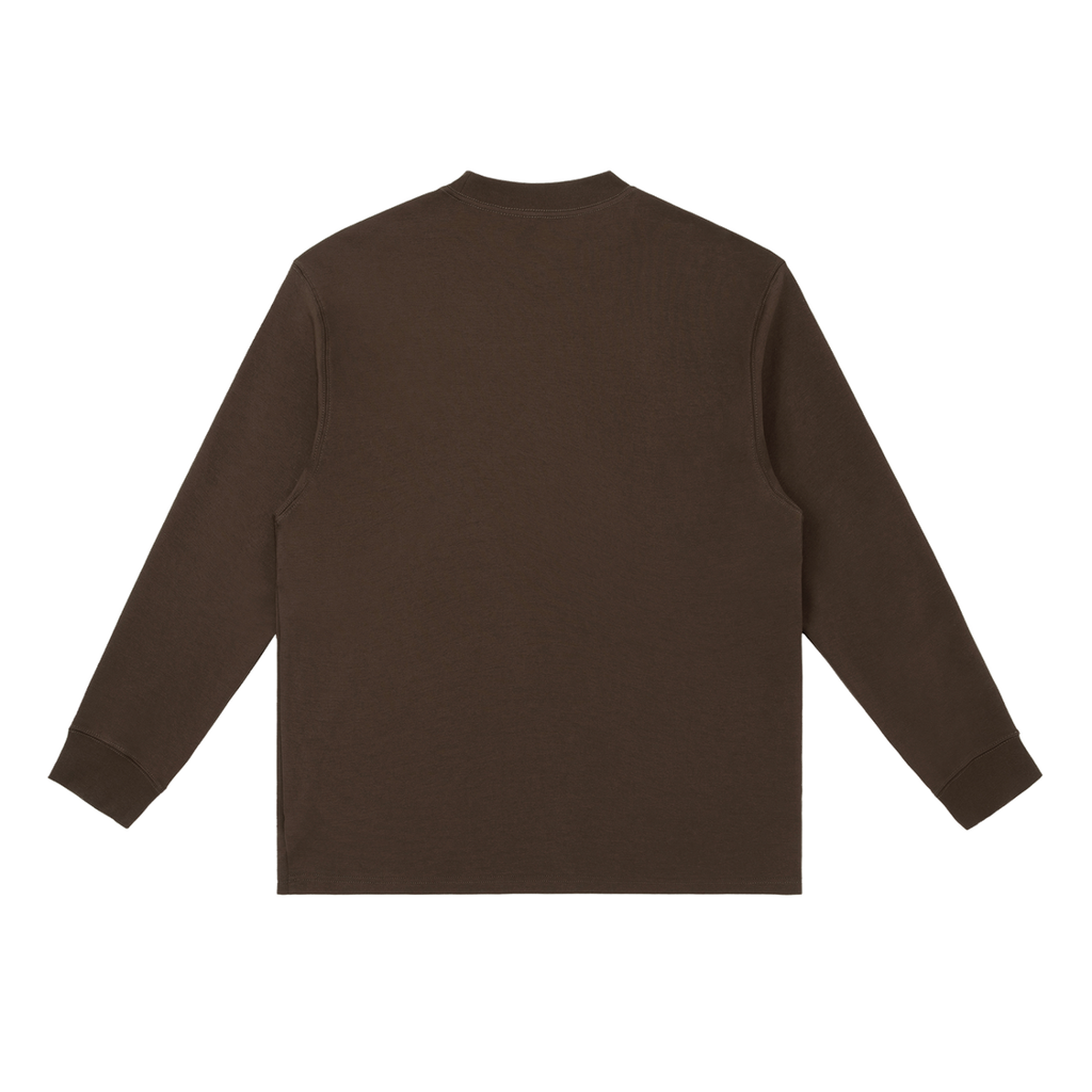 MIROLYUB Continuum cotton-blend long sleeve in Coffee, back view.