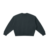 MIROLYUB Meridian boxy fleece crewneck in Navy Blue, back view.