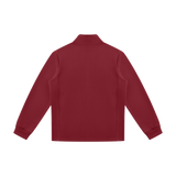 MIROLYUB Tangent stand-collar track jacket in Red, back view.