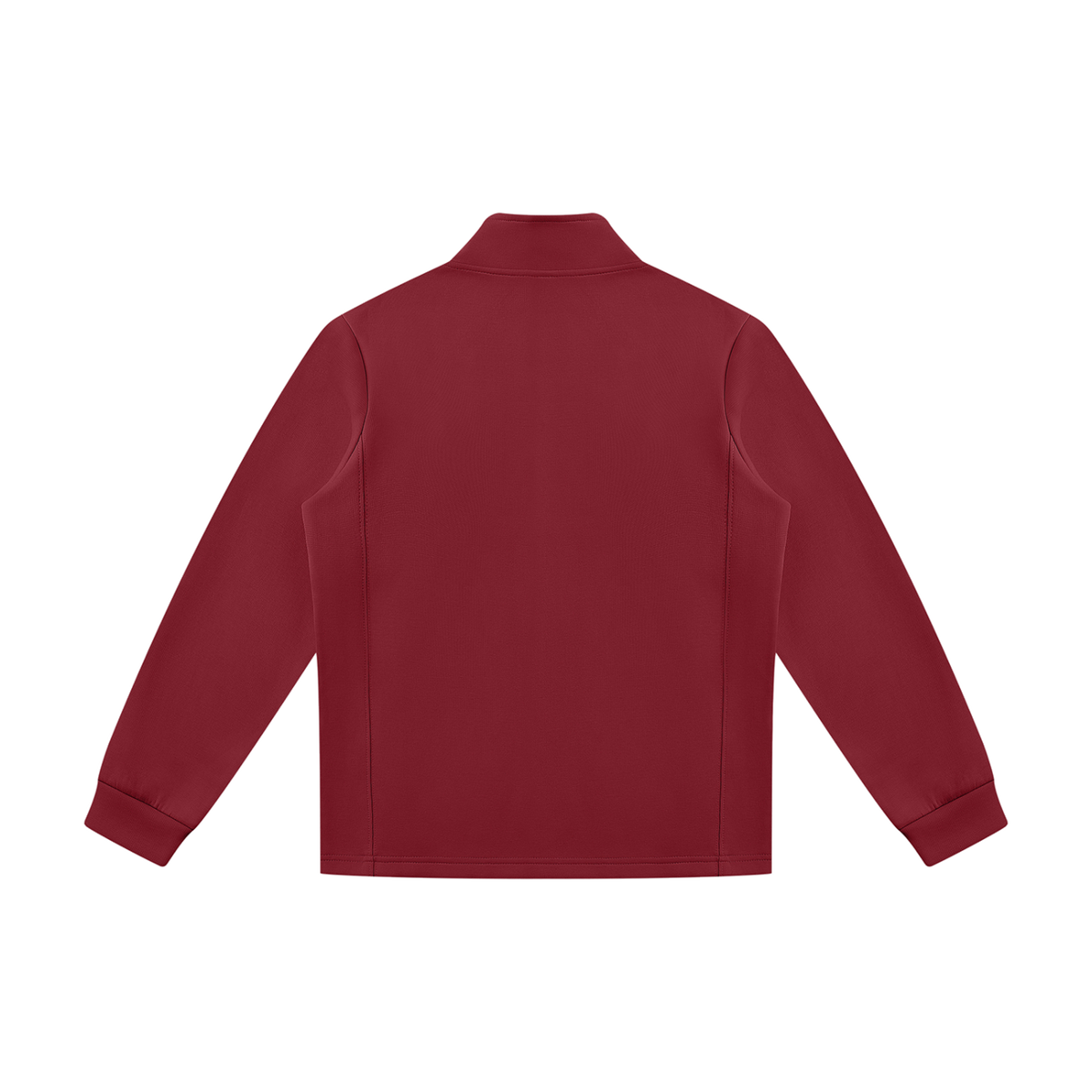 MIROLYUB Tangent stand-collar track jacket in Red, back view.