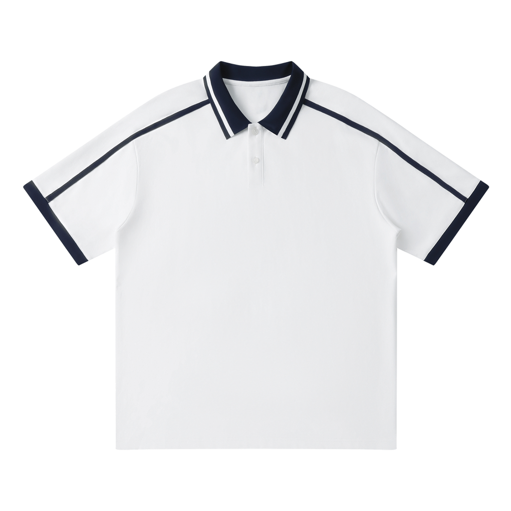 Traction contrast-piping polo in White, front view