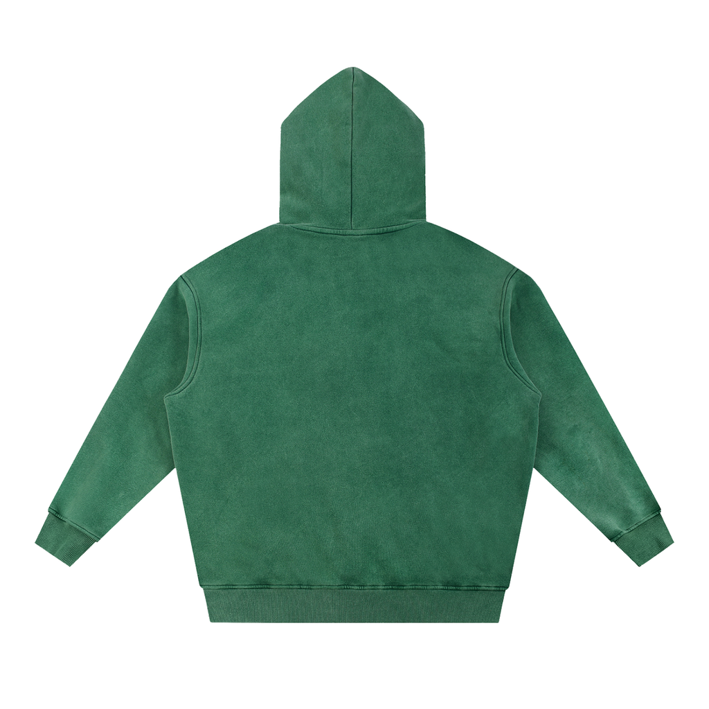 MIROLYUB Snow Wash Fleece Oversize Hoodie undefined in Dark Green, back view