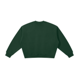 MIROLYUB Meridian boxy fleece crewneck in Dark Green, back view.