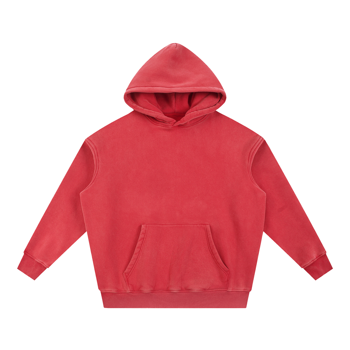 Snow Wash Fleece Oversize Hoodie — Red, front view