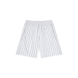 MIROLYUB Unisex Striped Loose Fit Shorts — White, back view