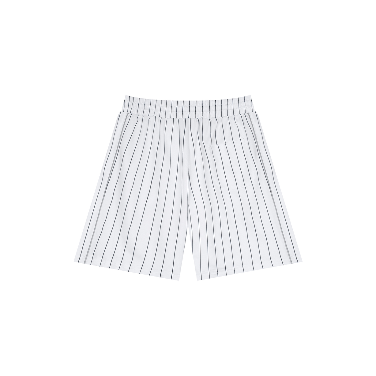 MIROLYUB Unisex Striped Loose Fit Shorts — White, back view