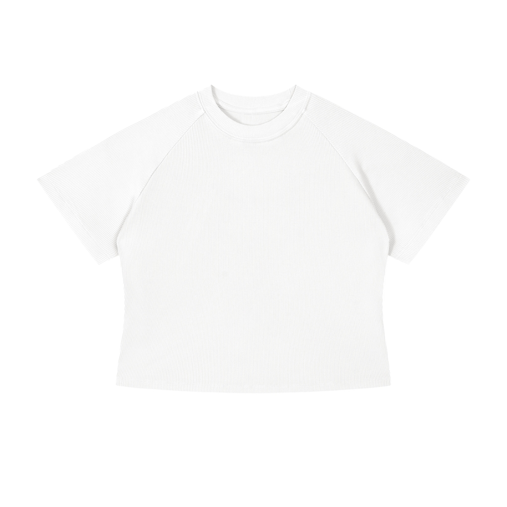 MIROLYUB Women's Mineral Wash Crop T-Shirt — White, front view