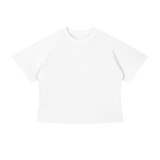 MIROLYUB Women's Mineral Wash Crop T-Shirt — White, front view