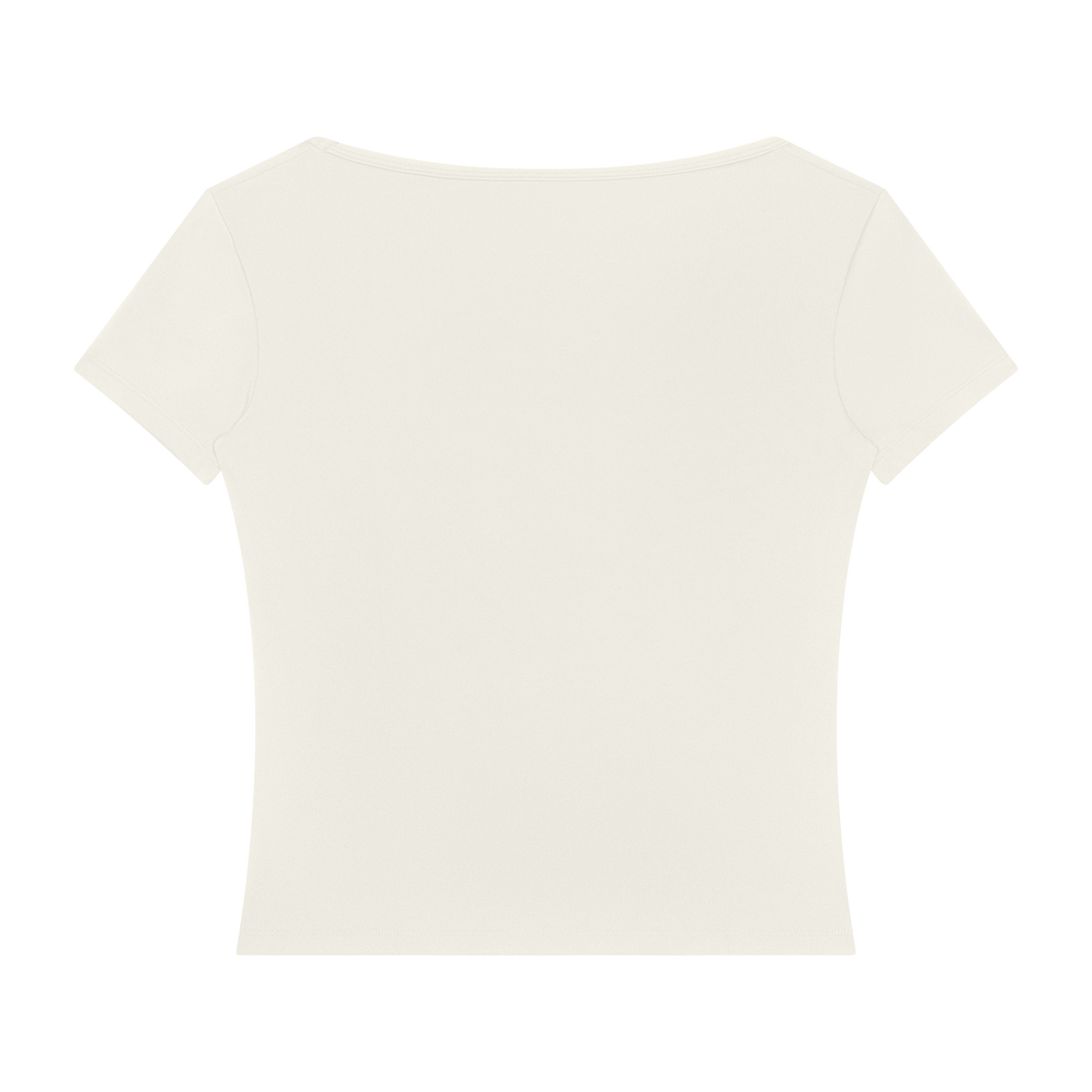 MIROLYUB Squareline square-neck fitted tee in Beige, back view.