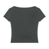 MIROLYUB Squareline square-neck fitted tee in Dark Gray, back view.