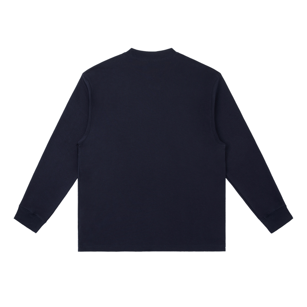 MIROLYUB Continuum cotton-blend long sleeve in Navy Blue, back view.