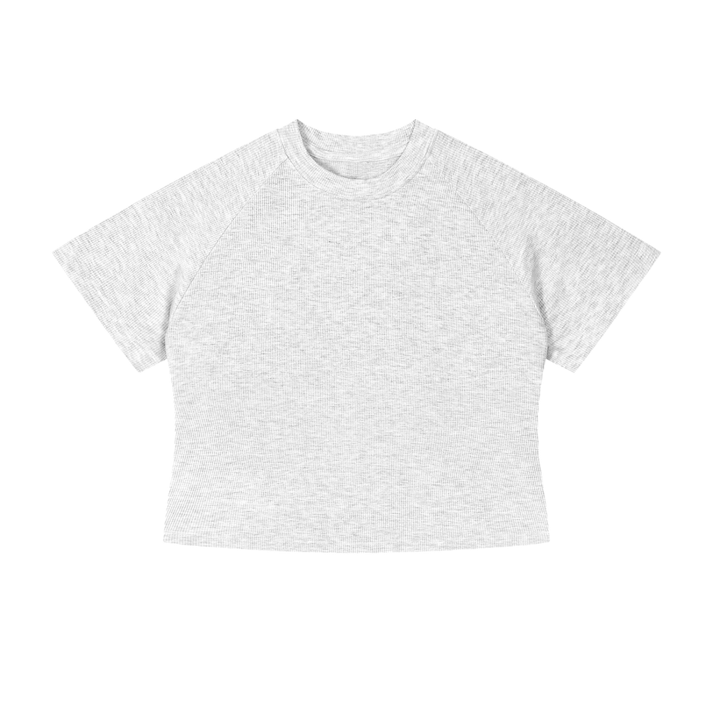 MIROLYUB Women's Mineral Wash Crop T-Shirt — Flower Gray, front view