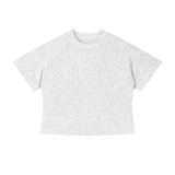 MIROLYUB Women's Mineral Wash Crop T-Shirt — Flower Gray, front view
