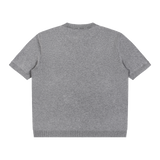 MIROLYUB Cadence Knit Henley Tee in Flower Gray, back view.