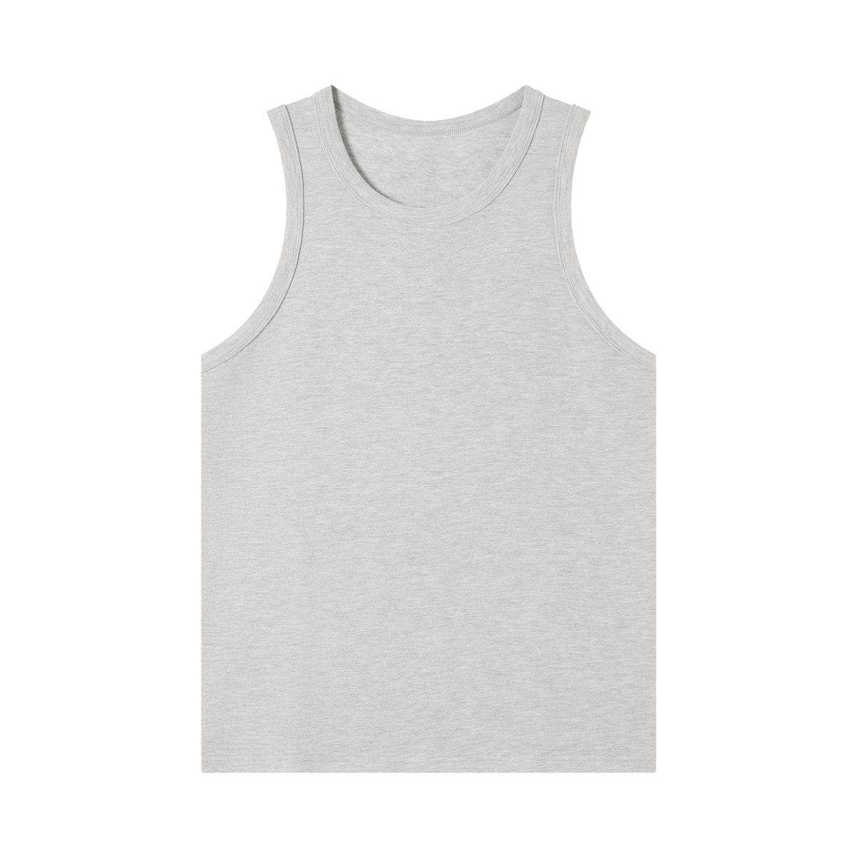 MIROLYUB Tension heavyweight ribbed tank in Flower Gray, front view.
