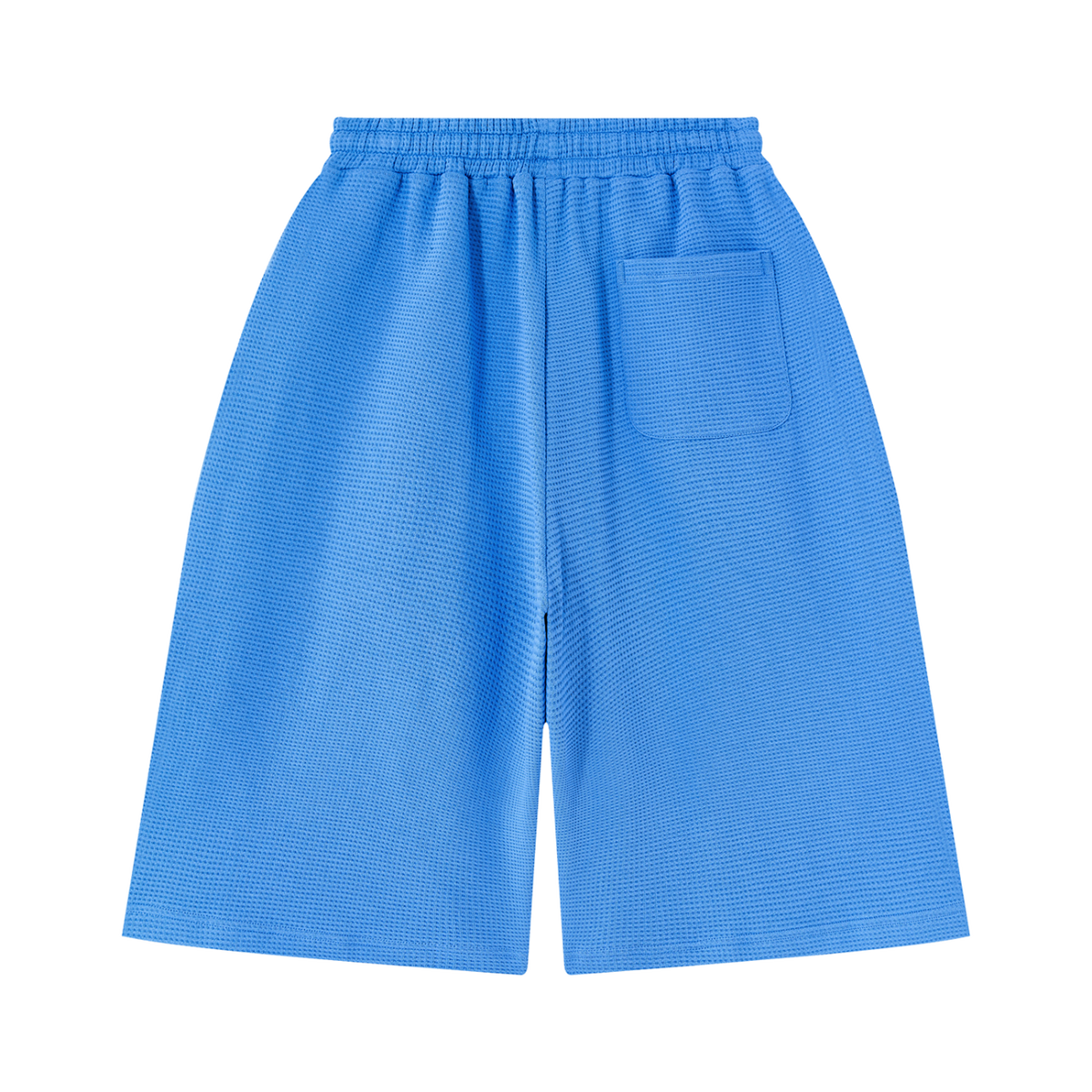 MIROLYUB Lattice Waffle Shorts in Colourful Blue, back view.