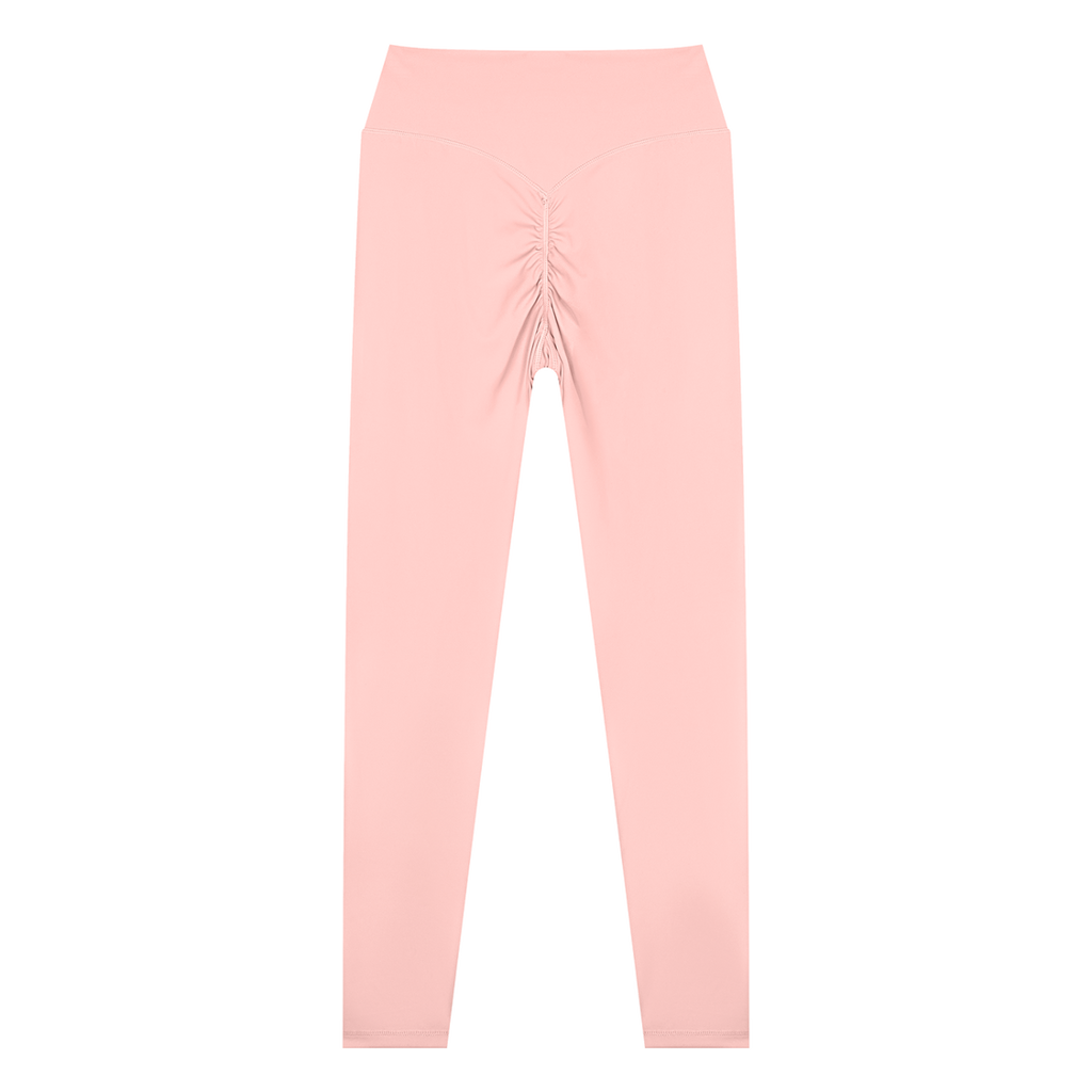 MIROLYUB Women’s High Waisted Yoga Leggings — Pink, back view
