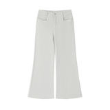 MIROLYUB Diverge flare-leg jeans in Beige, front view