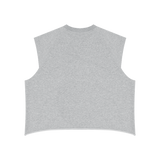 MIROLYUB Ravel raw-hem boxy tank in Flower Gray, back view.