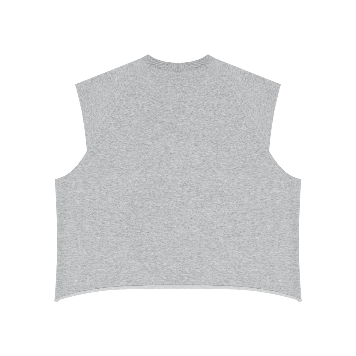 MIROLYUB Ravel raw-hem boxy tank in Flower Gray, back view.