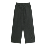 MIROLYUB Axis striped pleated trousers in Black, back view.