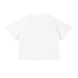 MIROLYUB Women's Mineral Wash Crop T-Shirt — White, back view