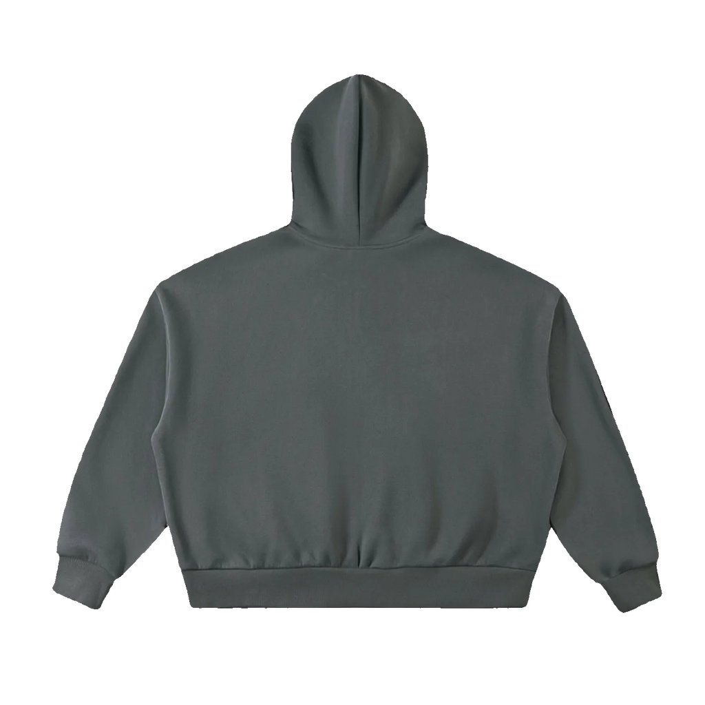 Relay boxy zip hoodie in Charcoal Gray, back