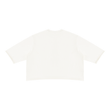 MIROLYUB Undertone Mineral-Wash Raw-Hem Tee in White, back view.