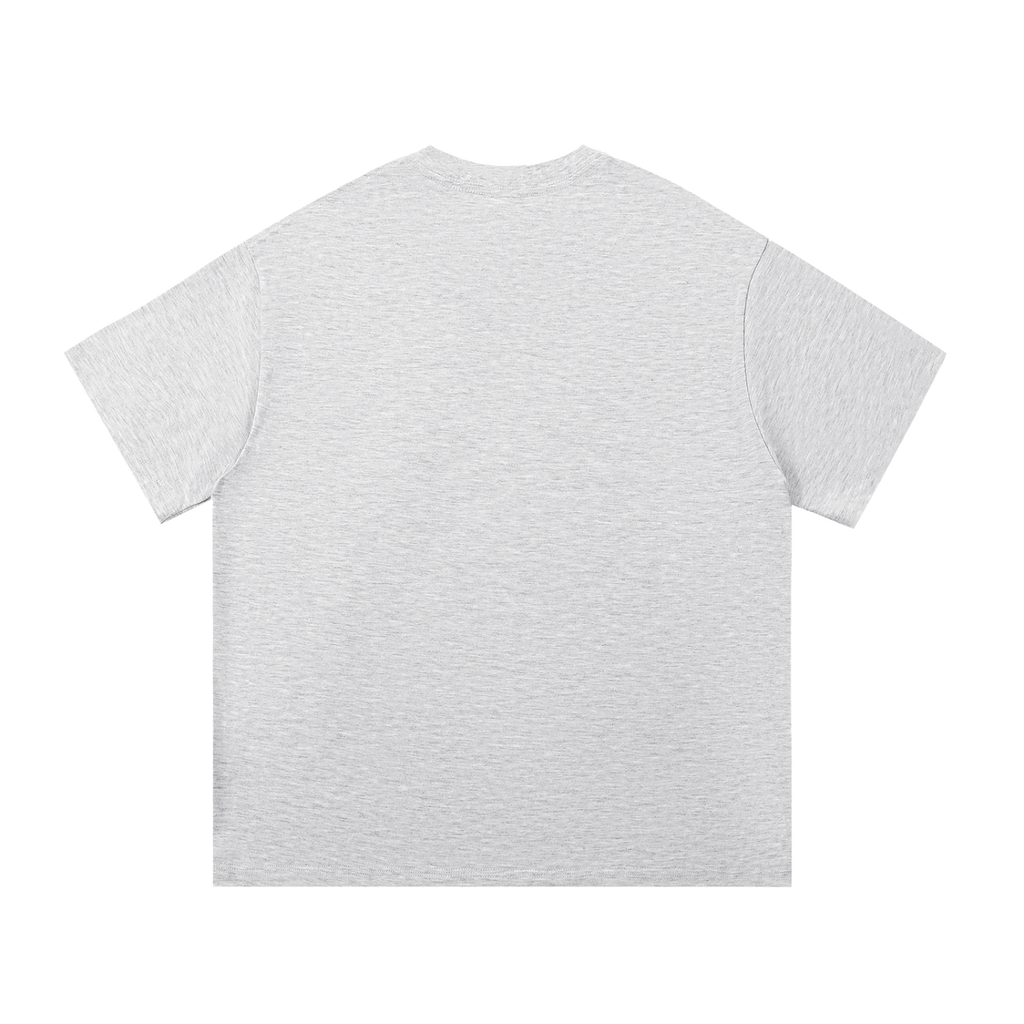 MIROLYUB Still Heavy Cotton Tee in White Gray, back view.