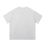 MIROLYUB Still Heavy Cotton Tee in White Gray, back view.