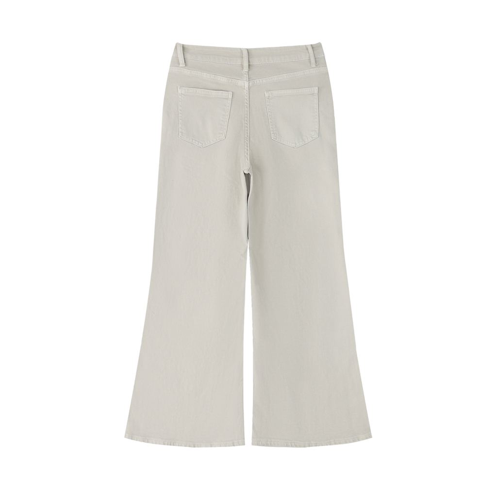 MIROLYUB Diverge flare-leg jeans in Light Apricot, back view