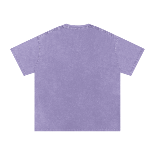 MIROLYUB Afterglow Snow-Wash Oversized Tee in Light Purple, back view.